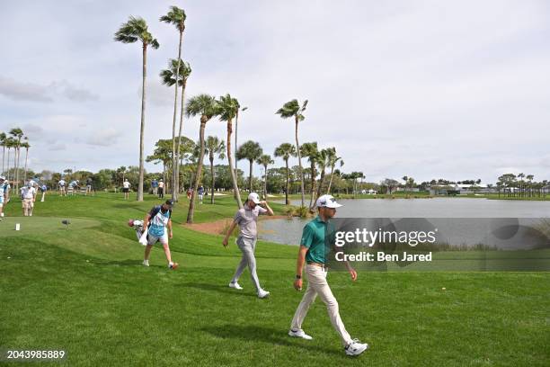 Eric Cole and Daniel Berger walk towards the fourth tee box during the second round of Cognizant Classic in The Palm Beaches at PGA National Resort...