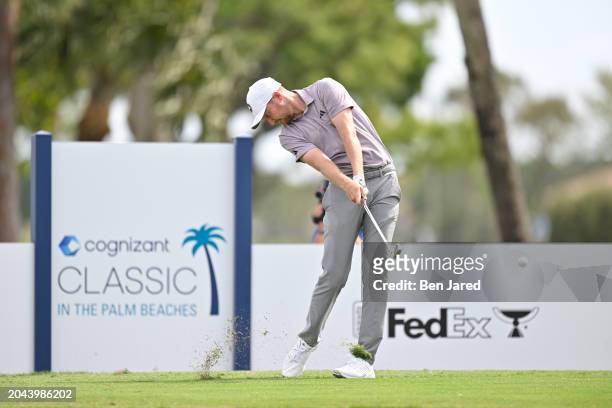 Daniel Berger tees off on the fourth hole during the second round of Cognizant Classic in The Palm Beaches at PGA National Resort the Champion Course...