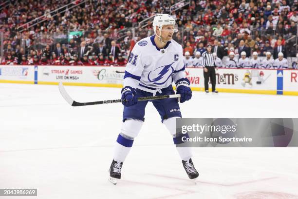 Tampa Bay Lightning center Steven Stamkos skates during a game between the against the against the Tampa Bay Lightning and New Jersey Devils on...