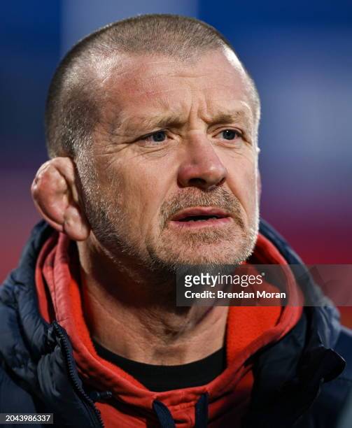 Cork , Ireland - 1 March 2024; Munster head coach Graham Rowntree before the United Rugby Championship match between Munster and Zebre Parma at...