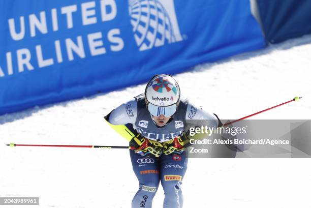 Luca De Aliprandini of Team Italy reacts during the Audi FIS Alpine Ski World Cup Men's Giant Slalom on March 1, 2024 in Aspen, USA.