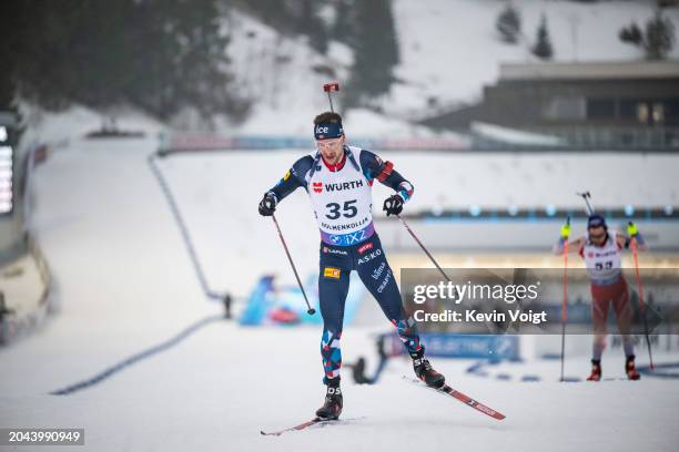 Sturla Holm Laegreid of Norway in action during the Men 20 km Individual at the BMW IBU World Cup Biathlon Oslo - Holmenkollen on March 1, 2024 in...