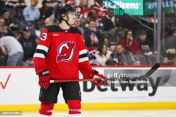 New Jersey Devils defenseman Luke Hughes skates during a game between the against the against the Tampa Bay Lightning and New Jersey Devils on...
