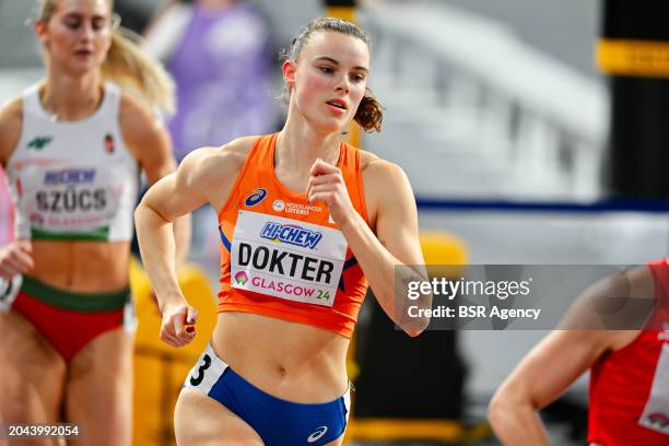 Sofie Dokter of the Netherlands competing in the Women's 800m Pentathlon during Day 1 of the World Athletics Indoor Championships Glasgow 2024 at the...