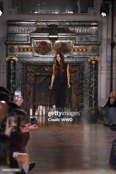 Victoria Beckham on the runway at Victoria Beckham RTW Fall 2024 as part of Paris Ready to Wear Fashion Week held at Hôtel Salomon de Rothschild on...