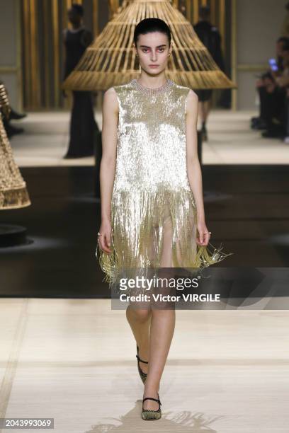 Model walks the runway during the Dior Ready to Wear Fall/Winter 2024-2025 fashion show as part of the Paris Fashion Week on February 27, 2024 in...