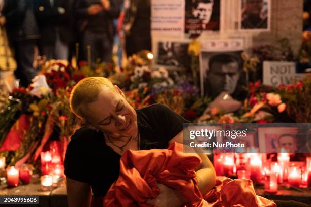 The Russian community in Barcelona is paying tribute to Russian opposition figure Alexey Navalny on the day of his funeral in Moscow, on Las Ramblas,...