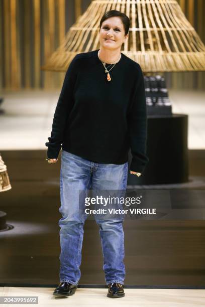 Fashion designer Maria Grazia Chiuri walks the runway during the Dior Ready to Wear Fall/Winter 2024-2025 fashion show as part of the Paris Fashion...