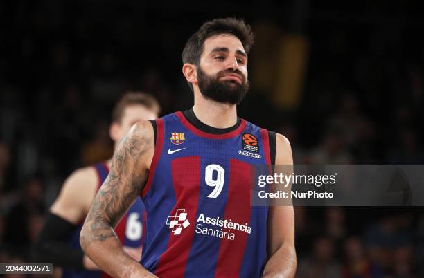 Ricky Rubio is playing in the match between FC Barcelona and AS Monaco for week 27 of the Turkish Airlines Euroleague at the Palau Blaugrana in...