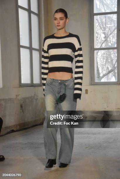 Model walks the runway during the Victoria/Tomas Womenswear Fall/Winter 2024-2025 show as part of Paris Fashion Week on February 27, 2024 in Paris,...