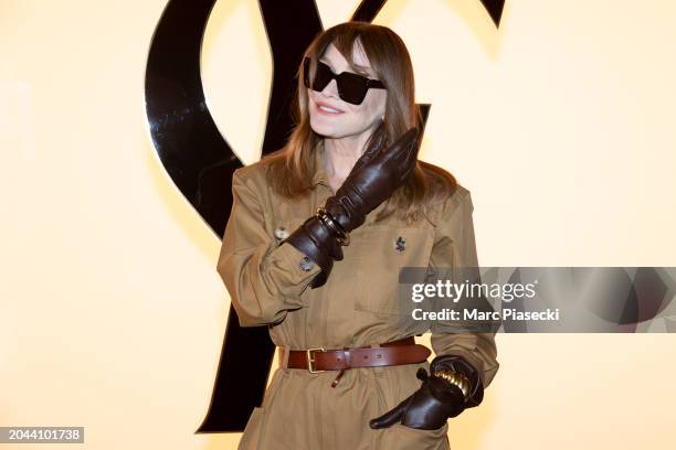 Carla Bruni Sarkozy attends the Saint Laurent Womenswear Fall/Winter 2024-2025 show as part of Paris Fashion Week on February 27, 2024 in Paris,...