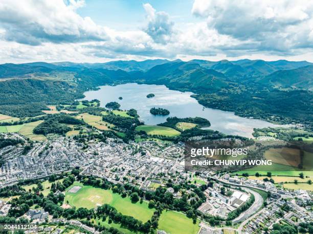 aerial view of ambleside in lake district, a region and national park in cumbria in northwest england - idyllic suburb stock pictures, royalty-free photos & images