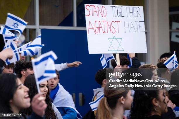Los Angeles, CA Jewish students at El Camino Real Charter High School walkout to protest antisemitic incidents at the Woodland Hills school on...