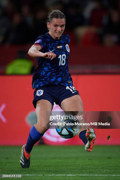 Kerstin Casparij of Netherlands in action during the UEFA Women's Nations League 2024 semifinal match between Spain and Netherlands at Estadio La...