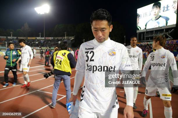 Yuhei Tokunaga of V-Varen Nagasaki looks dejected after the team's 1-2 defeat in the J.League J1 match between Shonan Bellmare and V-Varen Nagasaki...