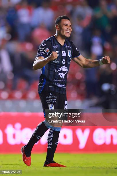 Pablo Barrera of Queretaro celebrates victory after the 9th round match between Queretaro and Atletico San Luis as part of the Torneo Clausura 2024...