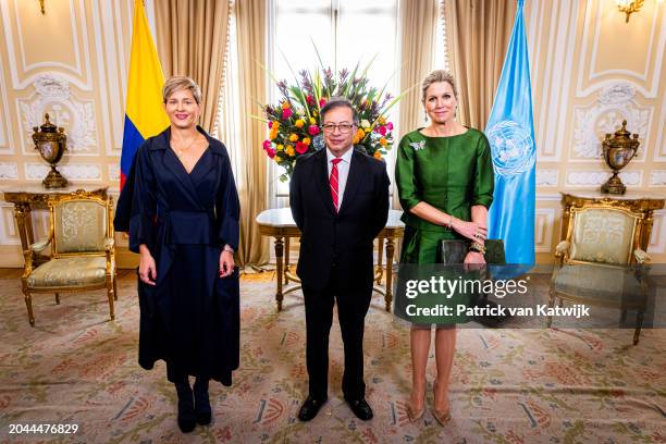 Queen Maxima of The Netherlands visits Colombian President Gustavo Petro and First Lady Veronica Alcocer on February 27, 2024 in Bogota, Colombia....