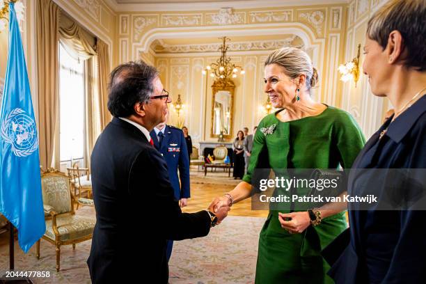 Queen Maxima of The Netherlands visits Colombian President Gustavo Petro and First Lady Veronica Alcocer on February 27, 2024 in Bogota, Colombia....