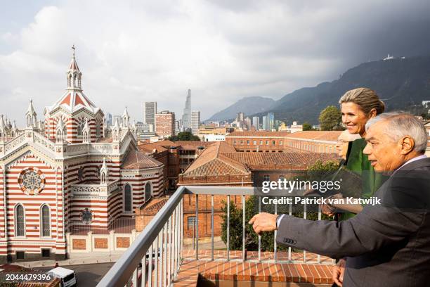 Queen Maxima of The Netherlands visits the Authority Financial Services welcomed by Cesar Ferrari on February 27, 2024 in Bogota, Colombia. Queen...