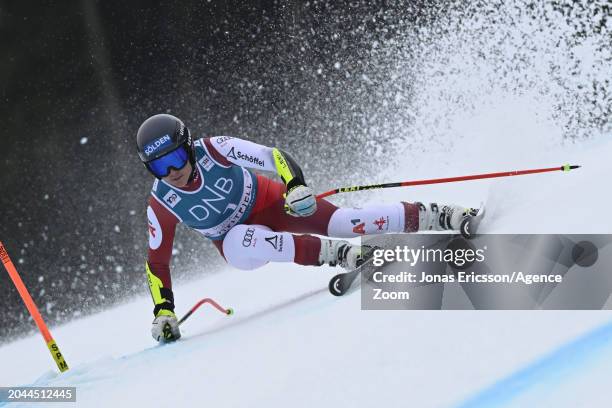 Franziska Gritsch of Team Austria in action during the Audi FIS Alpine Ski World Cup Women's Super G on March 2, 2024 in Kvitfjell Norway.