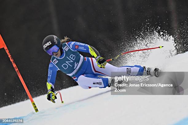 Laura Gauche of Team France in action during the Audi FIS Alpine Ski World Cup Women's Super G on March 2, 2024 in Kvitfjell Norway.