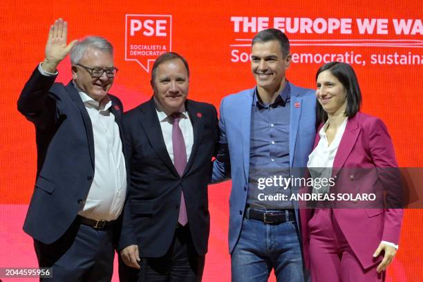 European Commissioner for Jobs and Social rights, PES designated Common Candidate Nicolas Schmit, PES President Stefan Lofven, Spanish Prime...