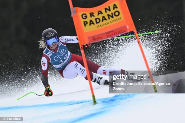 Cornelia Huetter of Team Austria in action during the Audi FIS Alpine Ski World Cup Women's Super G on March 2, 2024 in Kvitfjell Norway.