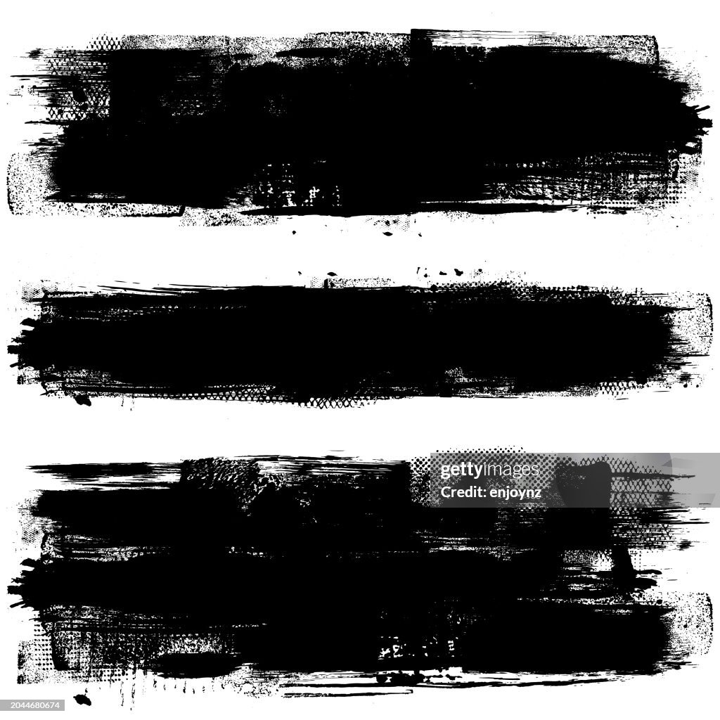Black grunge paint banners