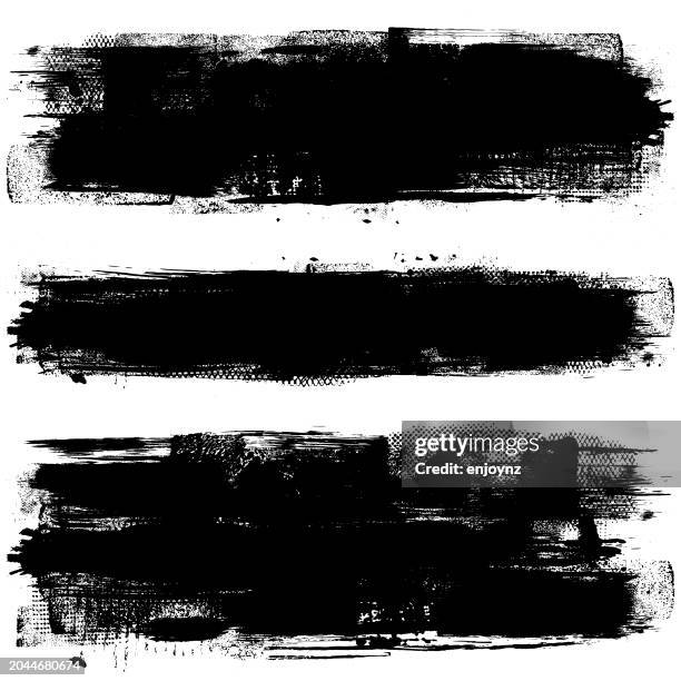 black grunge paint banners - paint brushes stock illustrations