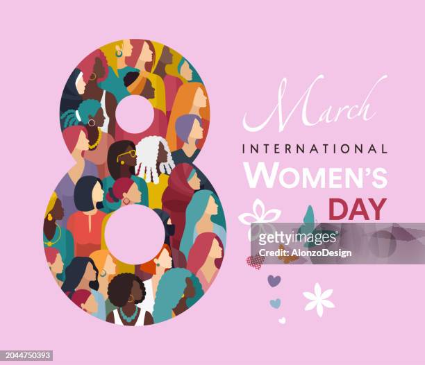 ilustrações de stock, clip art, desenhos animados e ícones de happy women's day. 8 march. - international day eight
