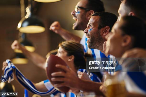 celebrating the success of favorite rugby team! - rugby sport stock pictures, royalty-free photos & images