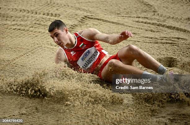 Scotland , United Kingdom - 2 March 2024; Bozhidar Sarâboyukov of Bulgaria competes in the men's long jump final during day two of the World Indoor...