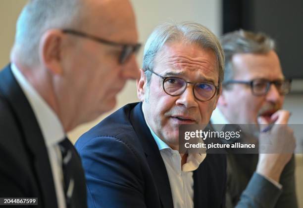 March 2024, Brandenburg, Frankfurt : Georg Maier , Minister of the Interior in Thuringia, Dietmar Woidke , Minister-President of Brandenburg and...