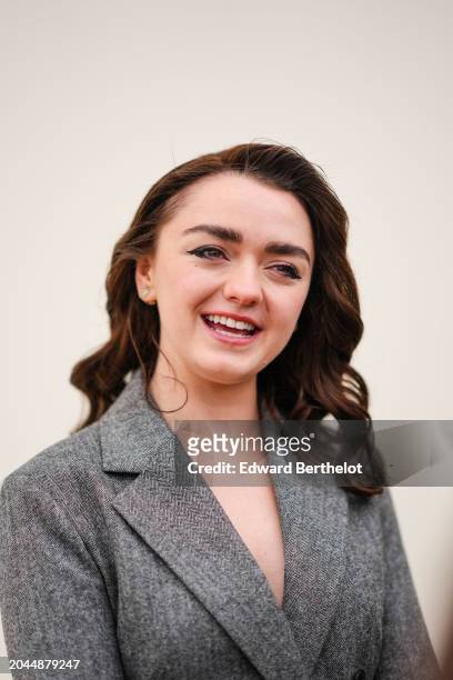 Maisie Williams is seen, outside Dior, during the Womenswear Fall/Winter 2024/25 as part of Paris Fashion Week on February 27, 2024 in Paris, France.