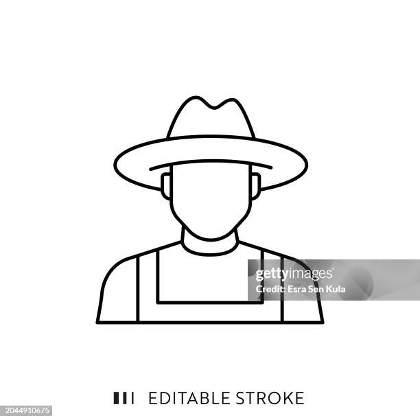 farmer line icon design with editable stroke. suitable for infographics, web pages, mobile apps, ui, ux, and gui design. - farmer stock illustrations