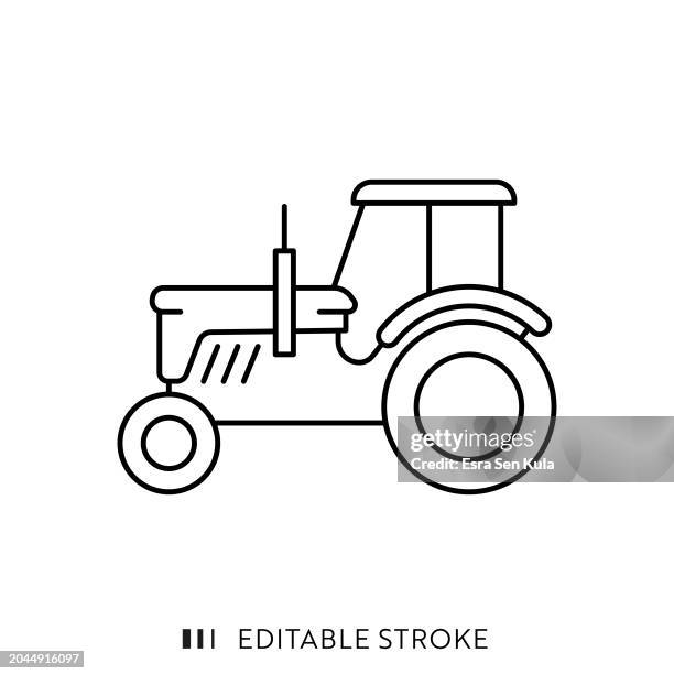 tractor line icon design with editable stroke. suitable for infographics, web pages, mobile apps, ui, ux, and gui design. - tractor stock illustrations