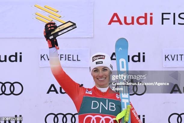 Lara Gut-behrami of Team Switzerland takes 1st place during the Audi FIS Alpine Ski World Cup Women's Super G on March 2, 2024 in Kvitfjell Norway.