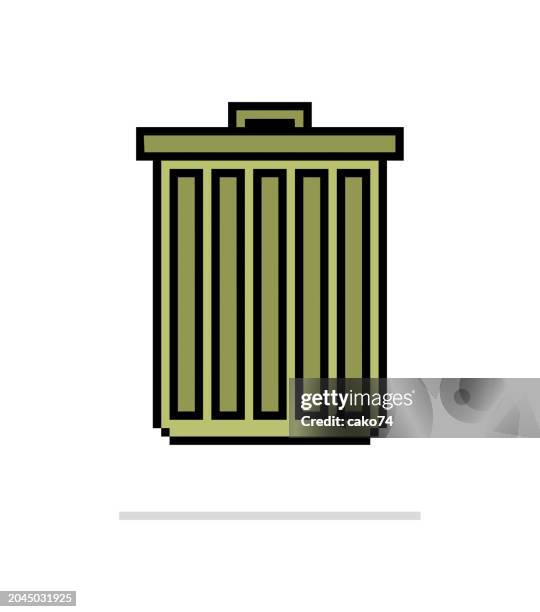 pixel trash vector illustration - dustbin stock illustrations