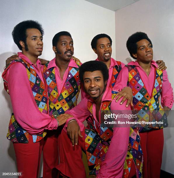 American vocal group The Temptations posed backstage in London on 29th March 1972. Members of the group are, from left, Richard Street, Otis...