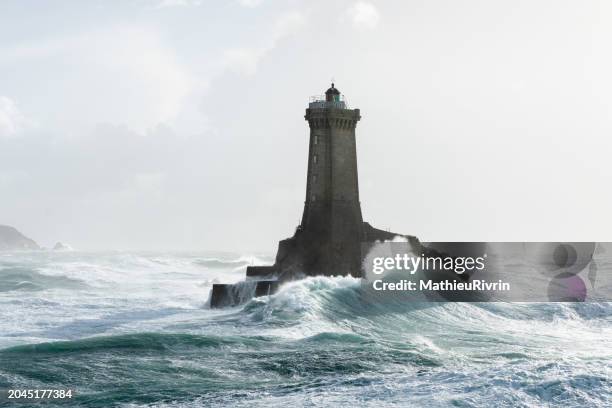 france from the sky - pointe du raz - storm ciaran - finistere stock pictures, royalty-free photos & images