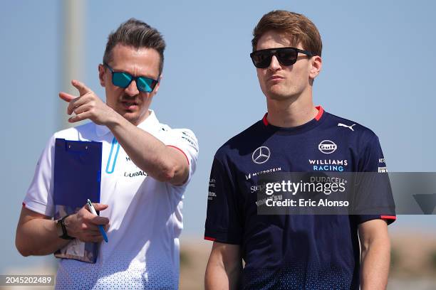 Logan Sargeant of United States and Williams Racing look on during previews ahead of the F1 Grand Prix of Bahrain at Bahrain International Circuit on...