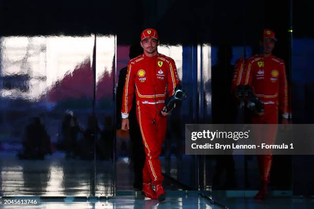 Charles Leclerc of Monaco and Ferrari looks onahead of the F1 Grand Prix of Bahrain at Bahrain International Circuit on February 28, 2024 in Bahrain,...