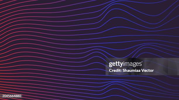 abstract blue and red smooth flowing wave lines on a dark black background. dynamic sound wave element design. - mathematically generated pattern stock illustrations