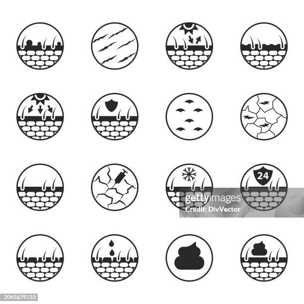 skin icon vector set - pimple icon stock illustrations