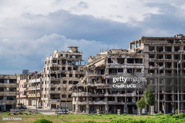 Syria, Homs, buildings destroyed by bombing. February 3, 2024.