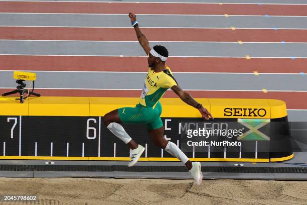 Carey McLeod of Jamaica is competing in the long jump event at the 2024 World Athletics Championships in the Emirates Arena, Glasgow, on March 2,...