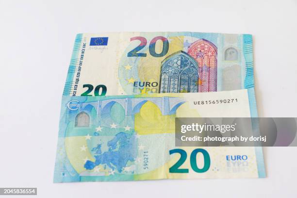 twenty euro banknotes - zahl 20 stock-fotos und bilder