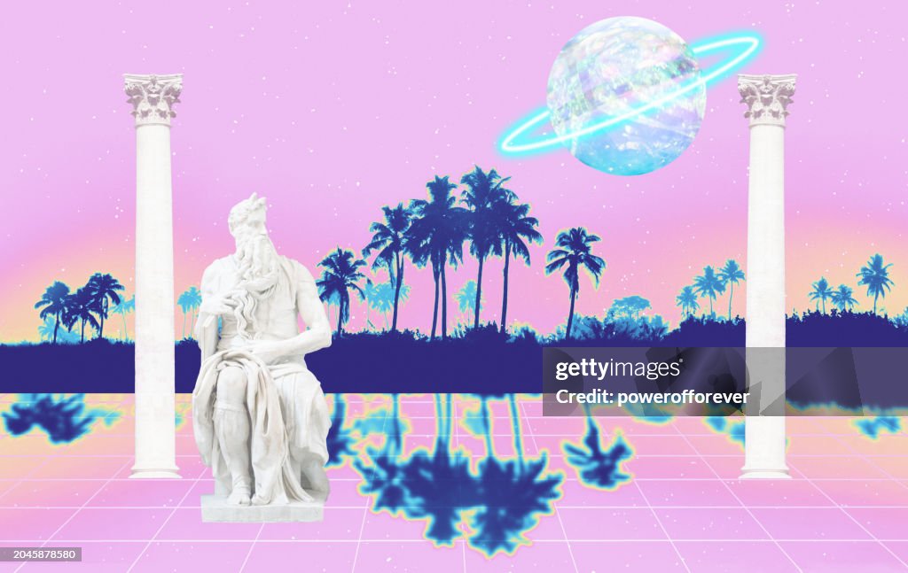 Retro 90’s Vaporwave Surreal Landscape