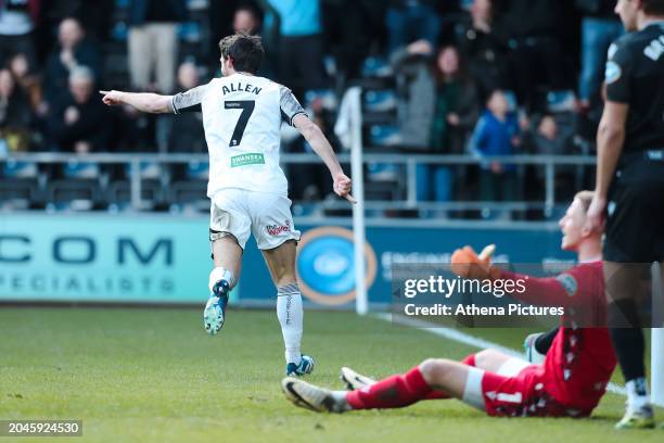 Joe Allen of Swansea City celebrates his goal during the Sky Bet Championship match between Swansea City and Blackburn Rovers at the Swansea.com...