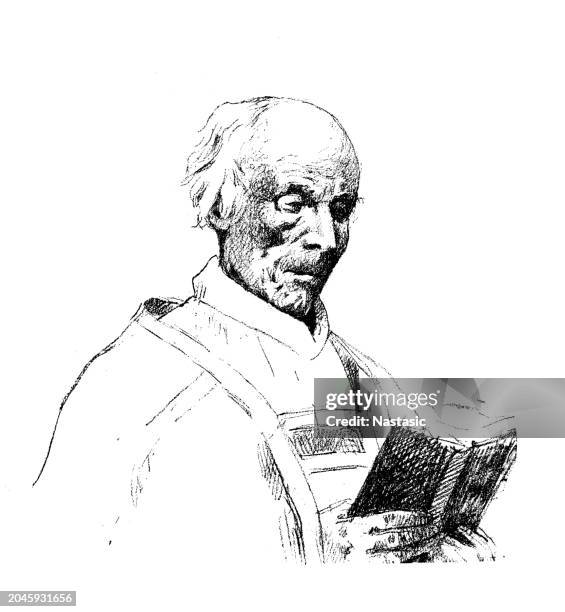 procession - man reading bible stock illustrations